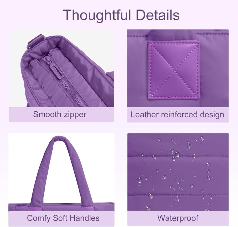 GASSDA Tote Bag for Women Puffer Tote Bag Large Nurse Bags Shoulder Handbag with Zipper for Work Travel - Image 5